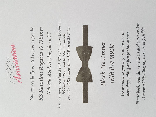 More information on RS Reunion Regatta & Dinner 28th-29th April